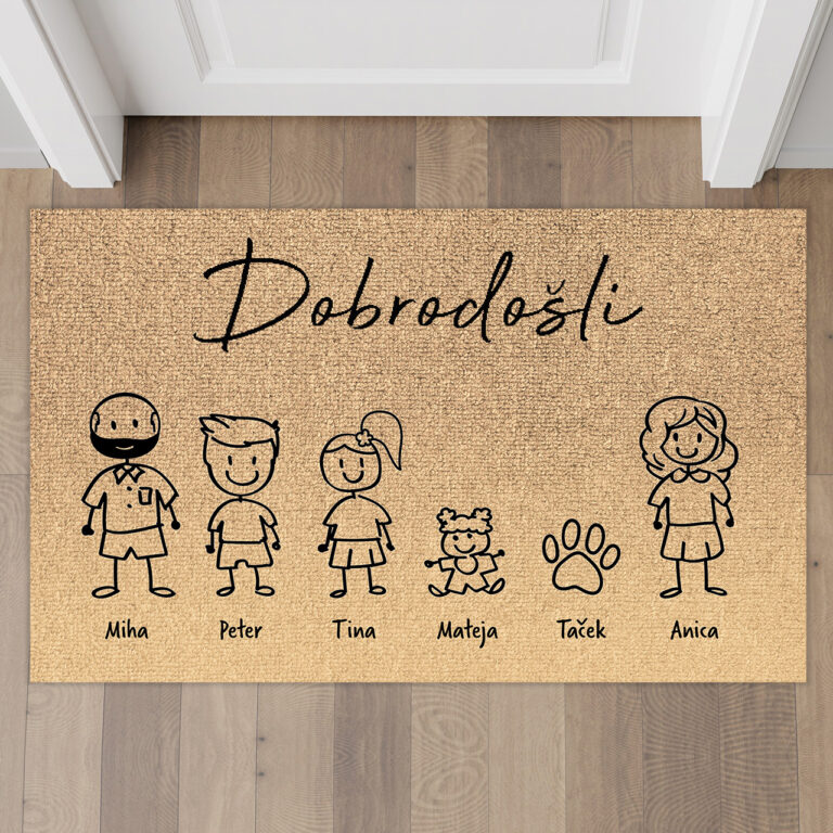 Personaliziran predpražnik - Stick man družina