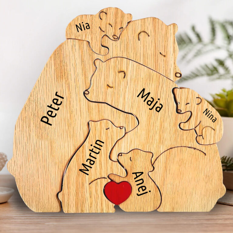 Personalizirana lesena sestavljanka - Družina medvedkov