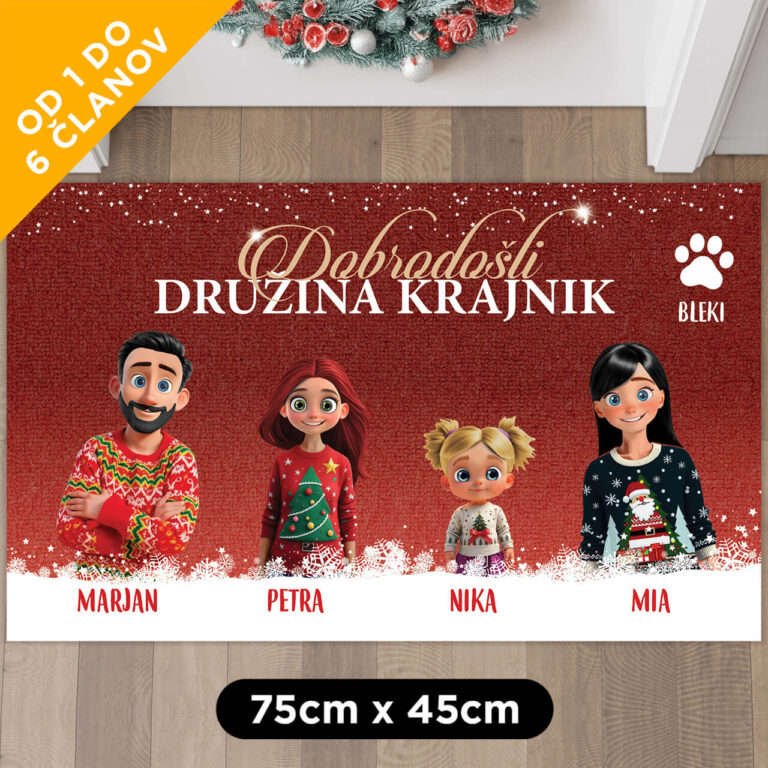Personaliziran družinski predpražnik - "Vesele Praznike"